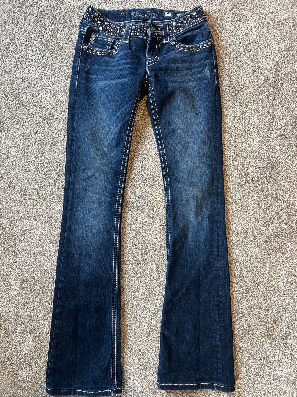 Miss Me Dark Blue Rhinestone Embellished Bootcut Jeans